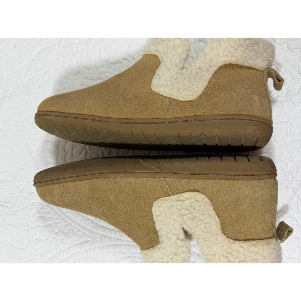 Minnetonka Women’s 11 Tan Lyndy Sherpa Lined Suede House Slippers 400441 Warm - Picture 5 of 10